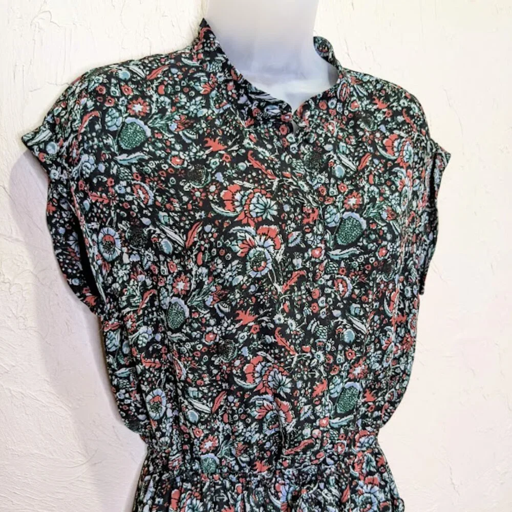 Rebecca Minkoff Tiered Floral Dress Womens S Ollie Dark Romantic Mini A Line - Picture 2 of 7